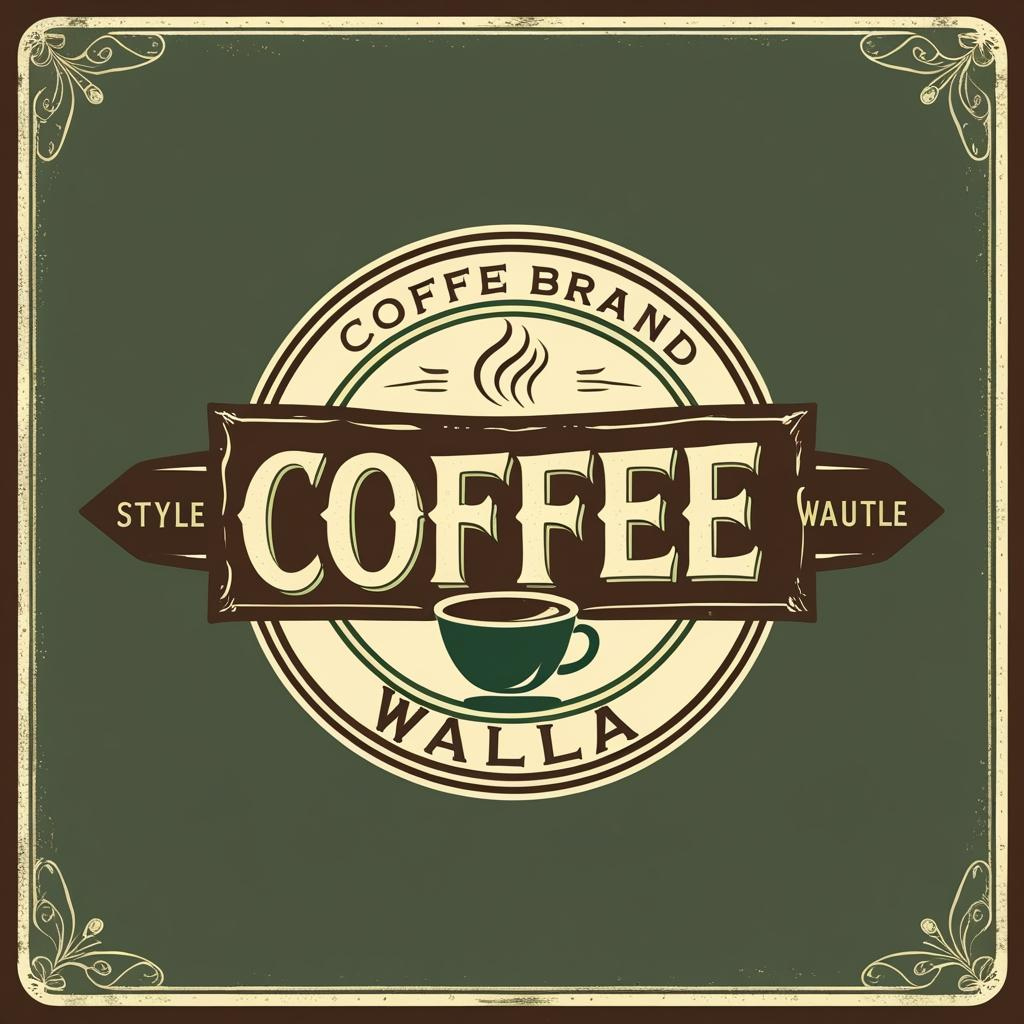 Vintage coffee brand label design with cup illustration, not related to instant masala tea for office