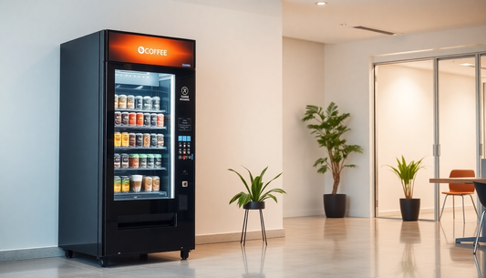 Modern coffee vending machine in a bright office