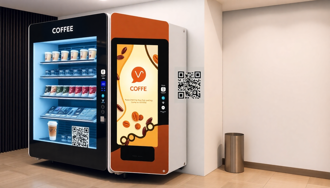 Modern coffee vending machine with UPI QR code