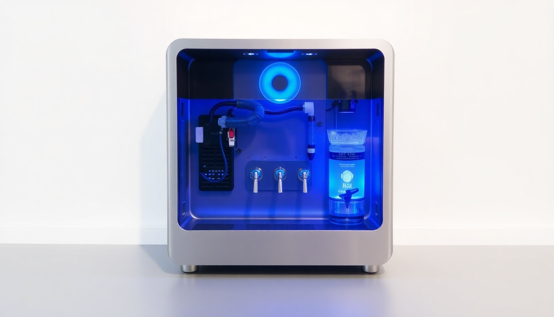 Atlantis Sky 3 tap cooling cabinet water dispenser Noida with blue LED light and sleek modern design