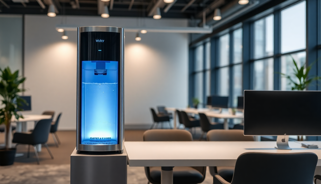 Modern water dispenser in office space provided by reliable vending machine supplier