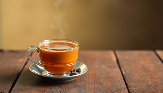 Steaming cup of fresh coffee on a wooden table showcasing quality from coffee machine wholesaler Ghaziabad