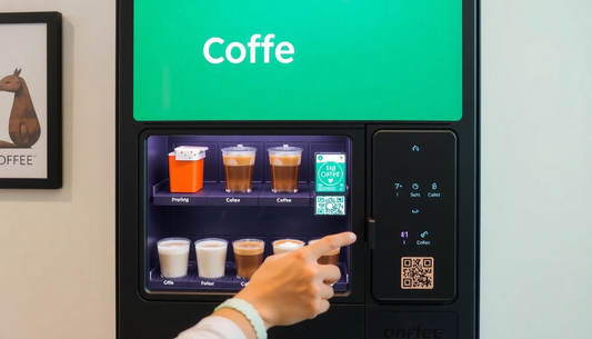 Modern coffee vending machine with UPI QR code payment
