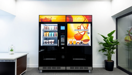 Modern dual-lane coffee vending machine in office