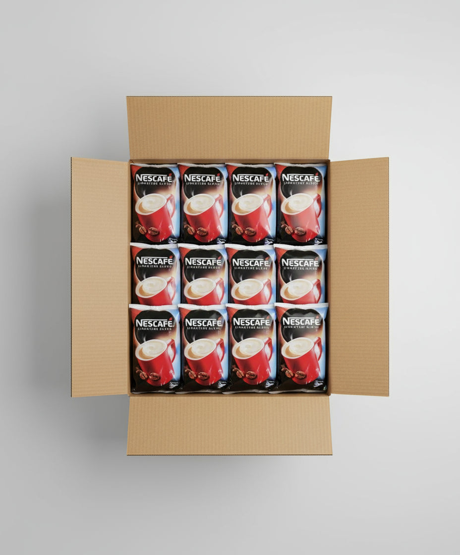 Multiple Nescafe coffee packages displayed on a white background