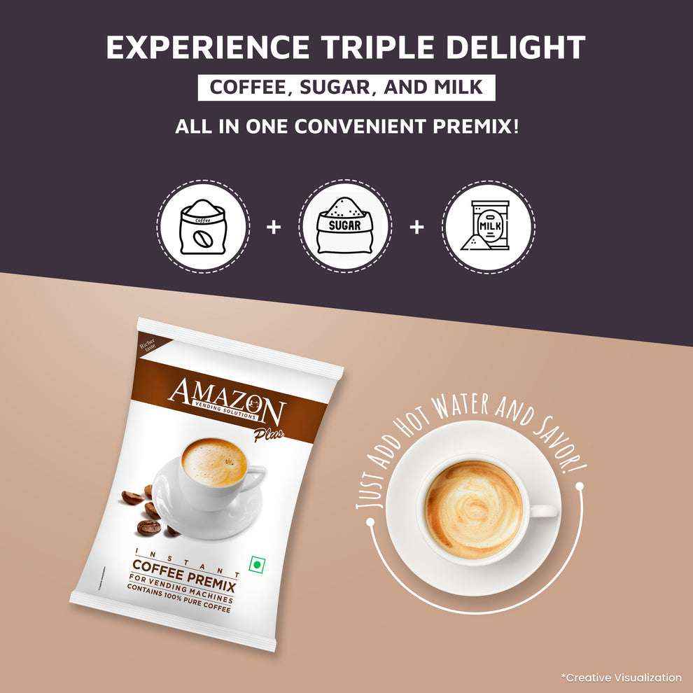 AMAZON PLUS COFFEE Coffee Machine Delhi 3 in 1 Coffee Powder for Office Use - COFFEE WALLA