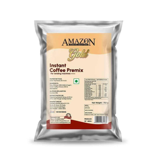 AMAZON Gold 3-in-1 instant coffee powder premium instant coffee premix in silver packaging