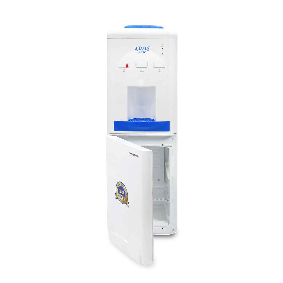 Atlantis 18L water dispenser with cooling cabinet in white and blue for office or home use