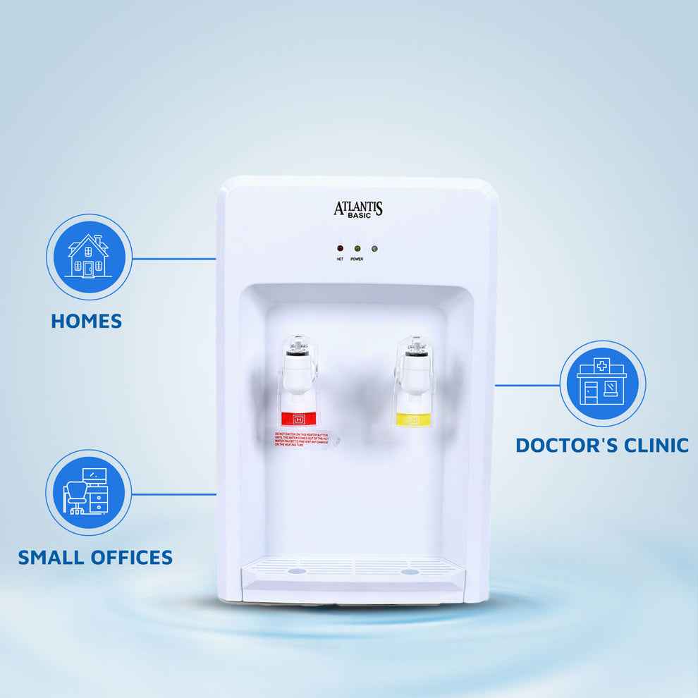 Atlantis Basic water dispenser white tabletop model for homes small offices and clinics