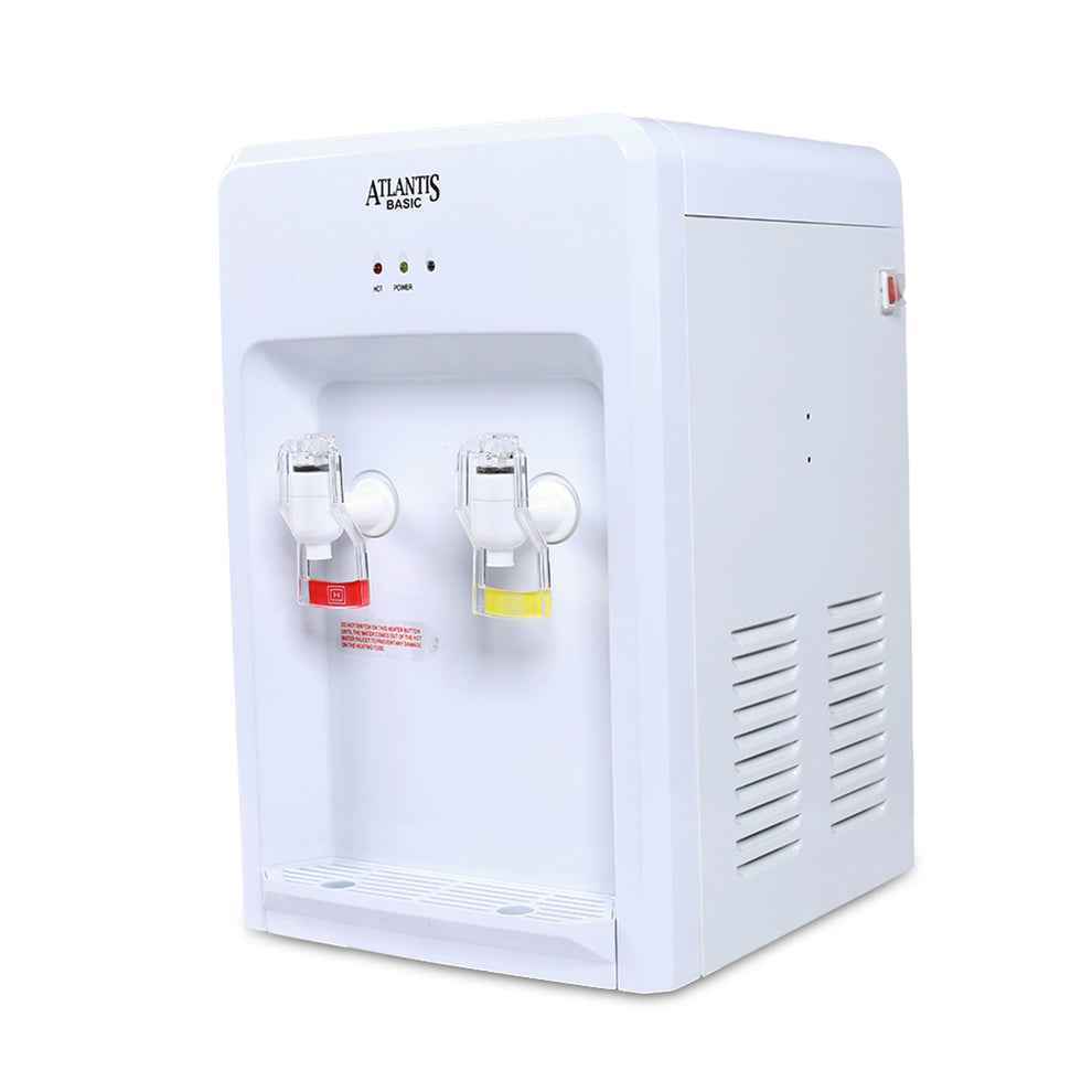 Compact white Atlantis Basic water dispenser with hot and cold taps for office use
