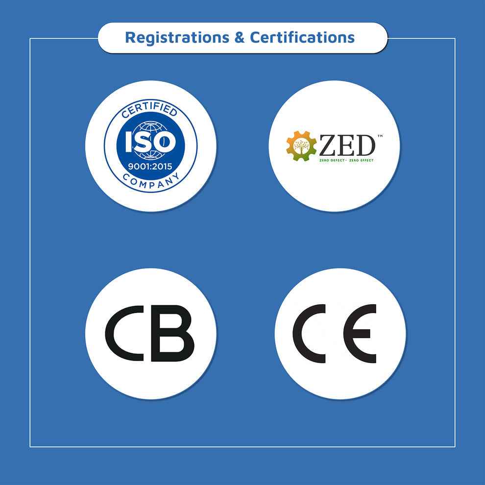 Registrations and certifications including ISO 9001 2015 ZED CB and CE for Atlantis Big Plus water dispenser