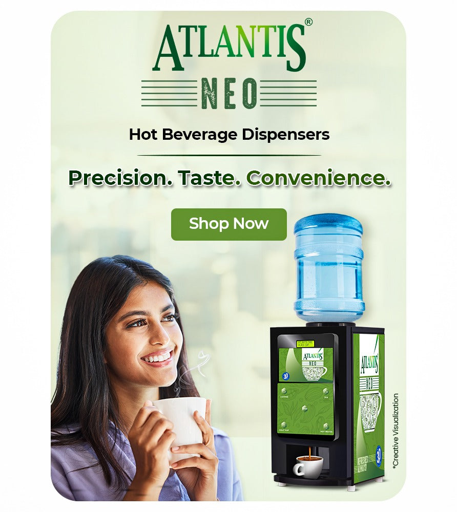 Atlantis 3 lane coffee machine by COFFEE WALLA with hot beverage dispenser and water tank
