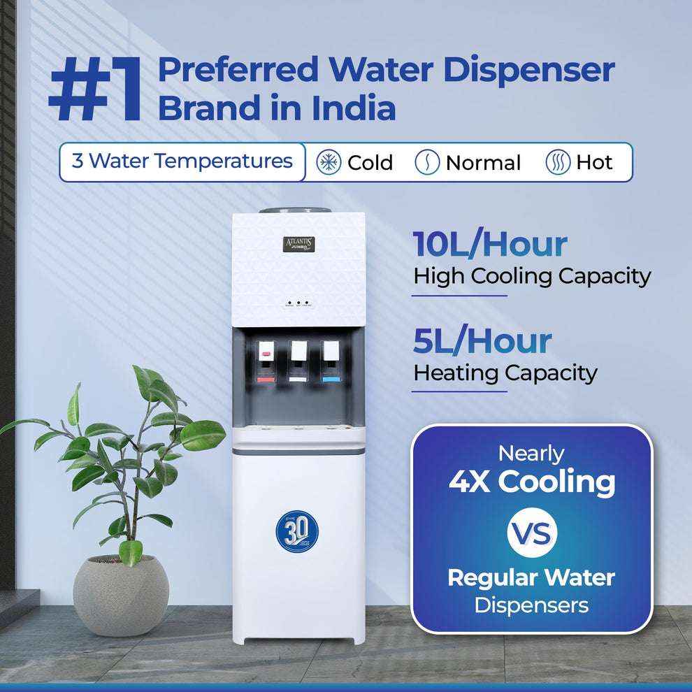 ATLANTIS JUMBO PLUS water machine white dispenser with cold normal and hot water options
