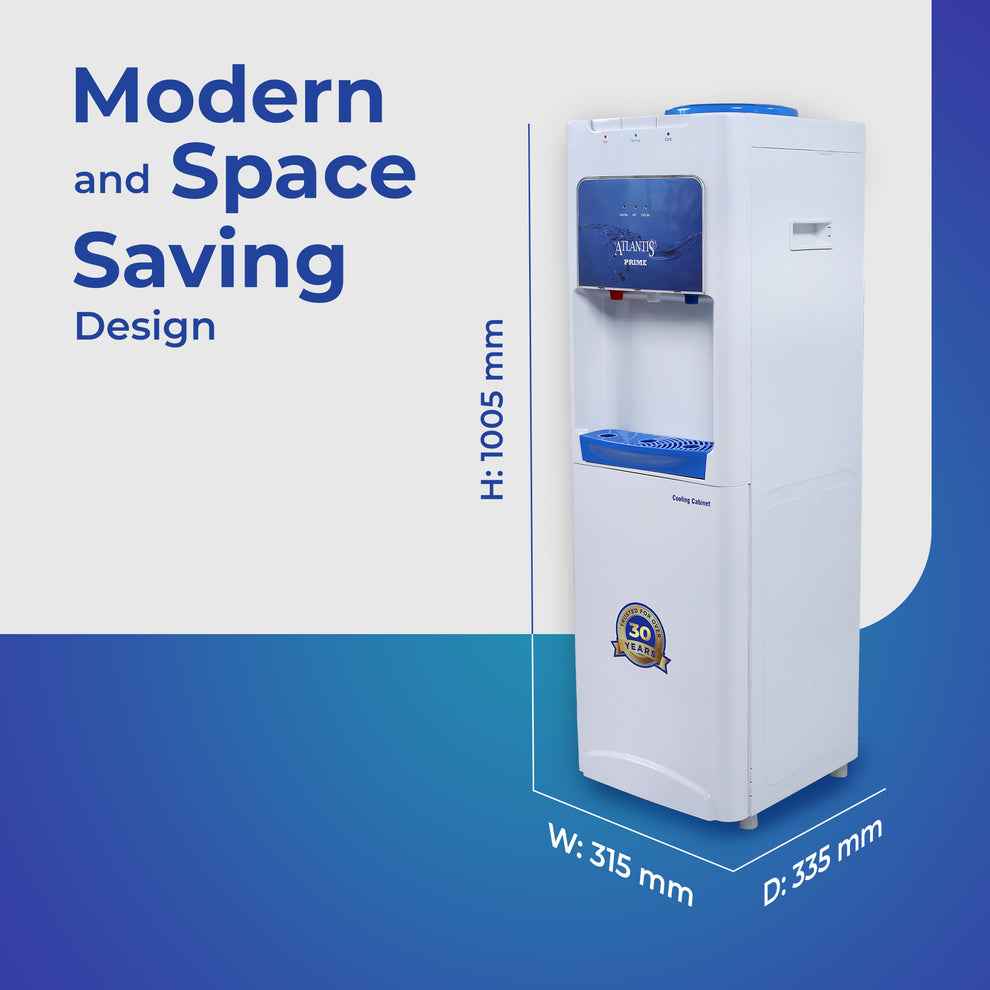 Atlantis Prime water dispenser Delhi white space-saving design with modern features and dimensions