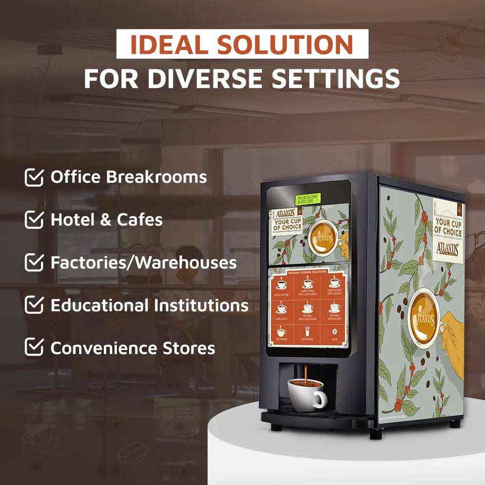 Atlantis select 7 option coffee machine ideal for office breakrooms, hotels, cafes, factories, and educational institutions