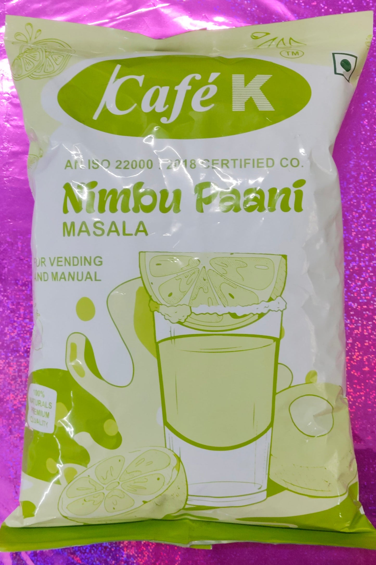 Cafe K Nimbu Paapni Masala premix pouch by Coffee walla for nimbu paani premix for vending machines
