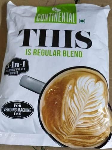 Continental 3 in 1 coffee premix 1 kg pack featuring regular blend for vending machine use