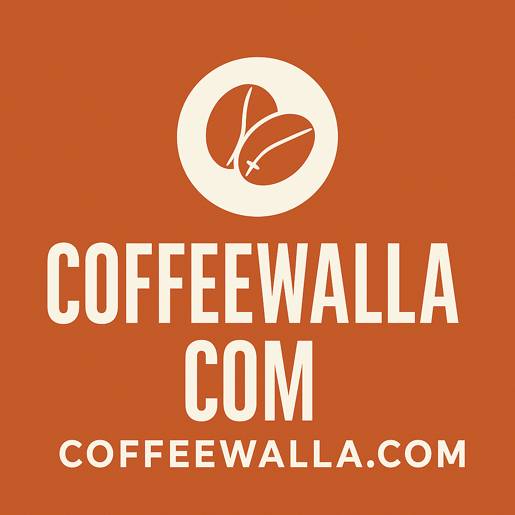 Logo of CoffeeWalla with coffee beans icon and text coffeewalla com for continental instant coffee 1 kg