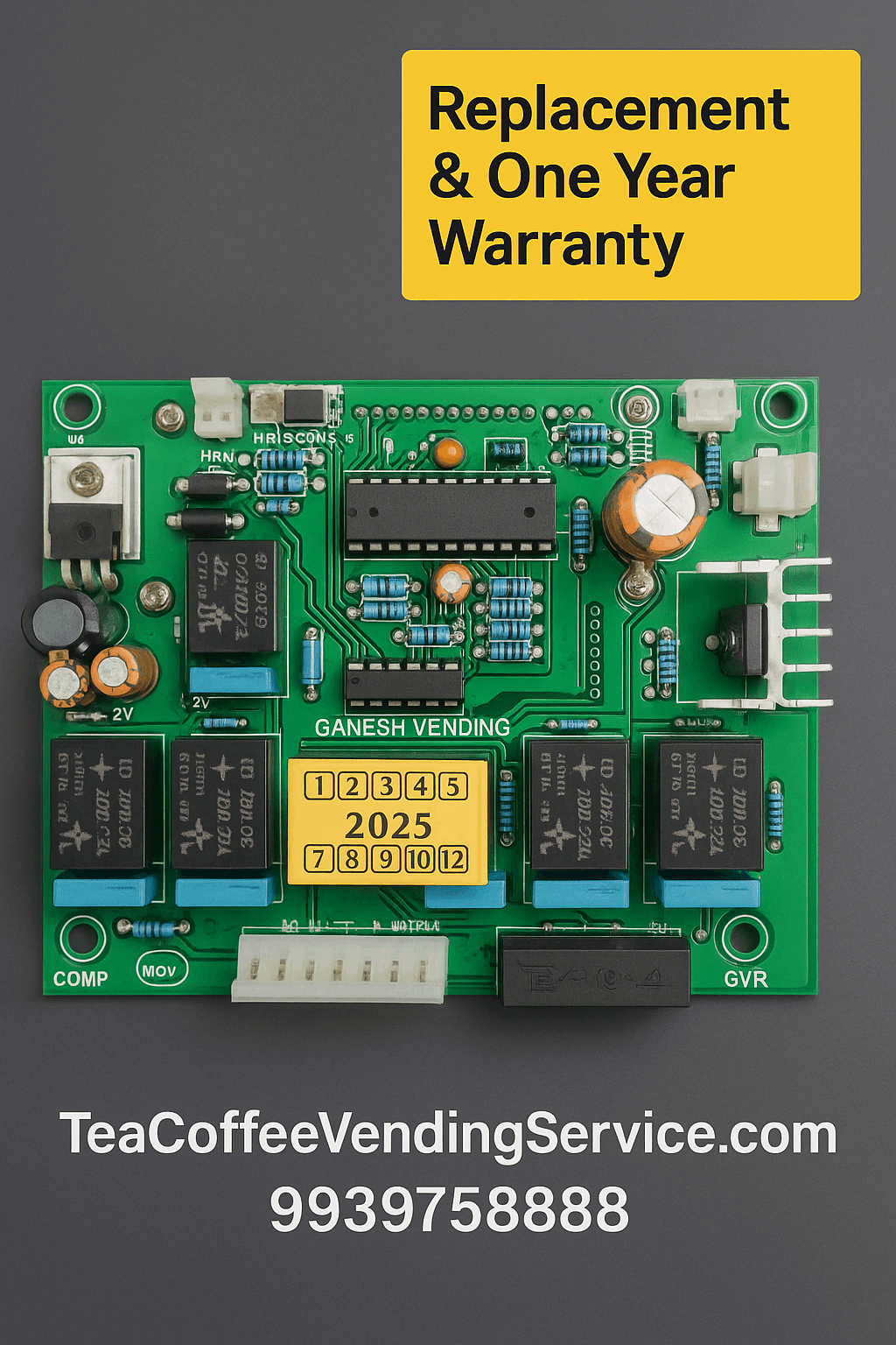 Nescafe tea coffee vending machine replacement circuit board with one year warranty
