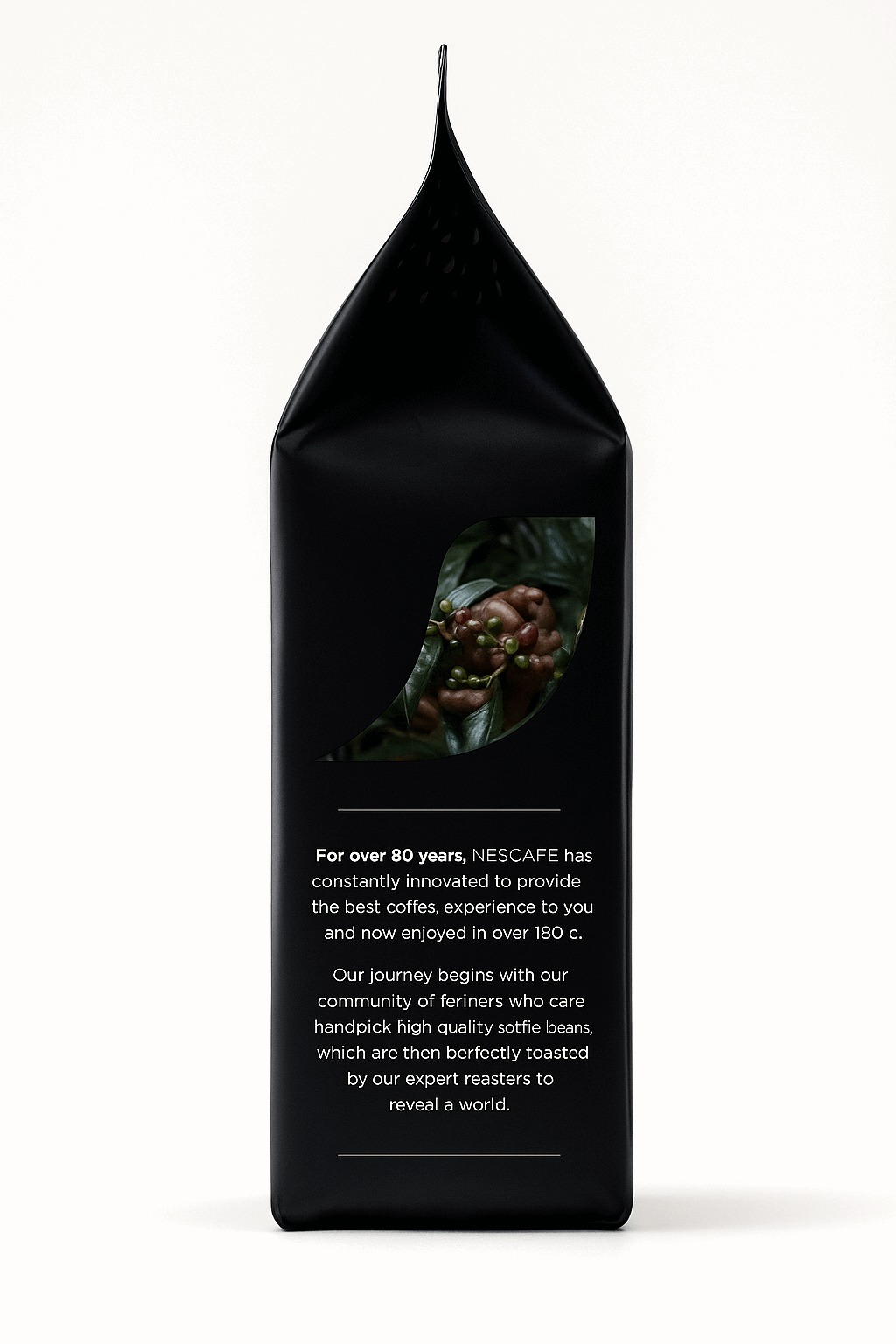 Black bag of whole roasted coffee beans Delhi from Tea coffee vending service with detailed product description