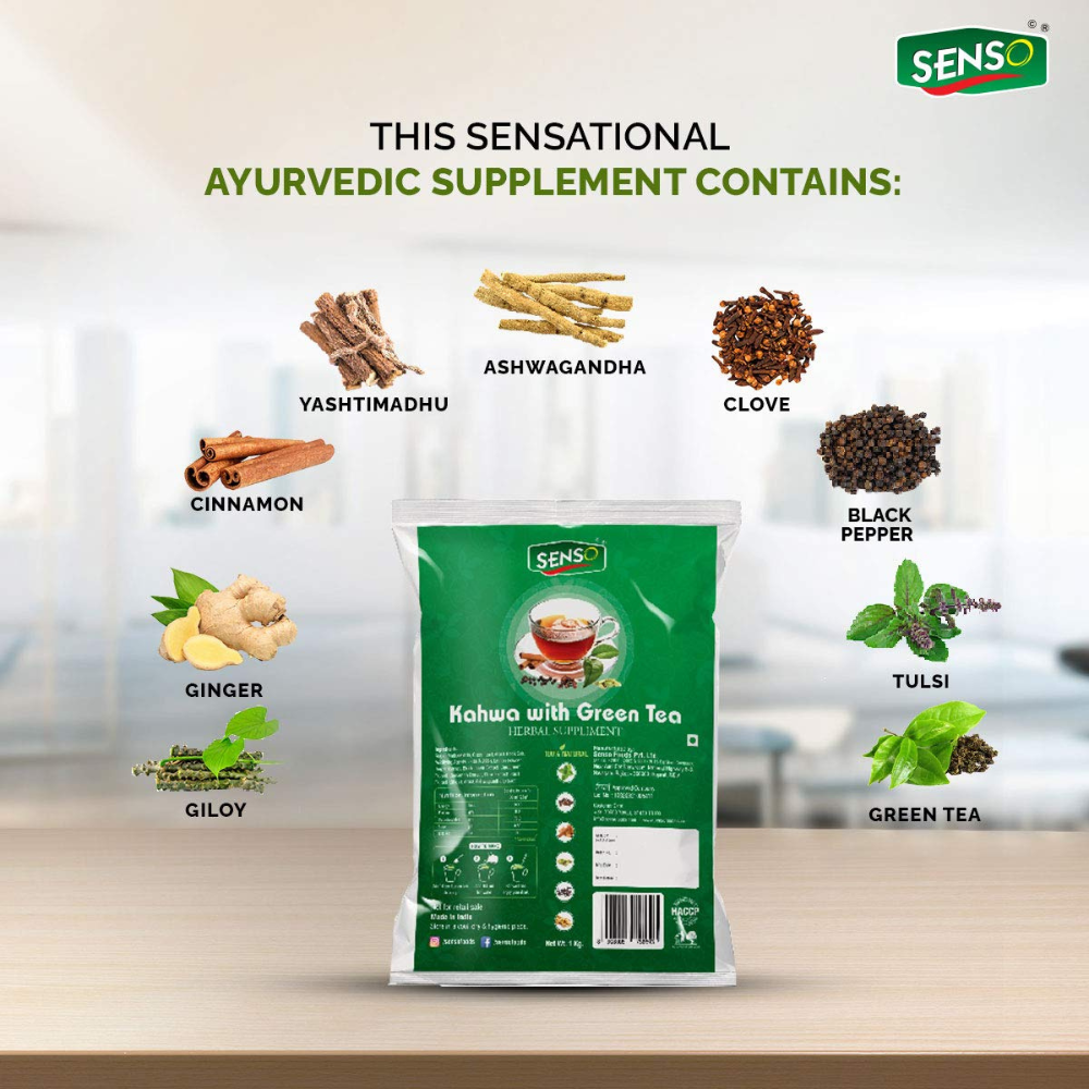 SENSO Instant Kahwa with Green Tea Ayurvedic Supplement - COFFEE WALLA CALL ANY REQUIREMENT 99397588888 24*7