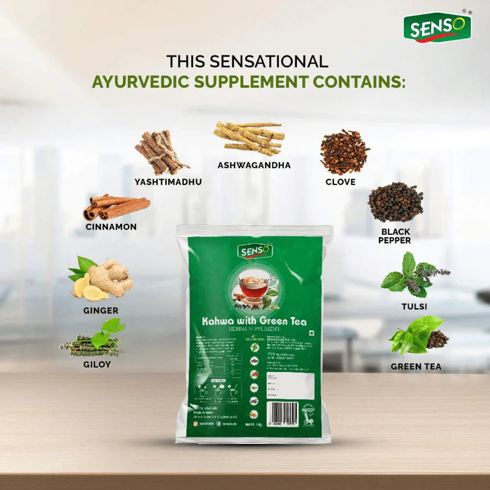 SENSO Instant Kahwa with Green Tea Ayurvedic Supplement - COFFEE WALLA CALL ANY REQUIREMENT 99397588888 24*7