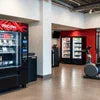 Coffee vending machine for gyms with drinks and snacks in gym lounge area