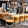 Coffee tea premix wholesaler Noida preparing fresh espresso shots with professional coffee machine
