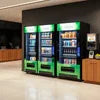 Best Atlantis 3 option vending machine review showing three vending machines stocked with drinks in a modern indoor space