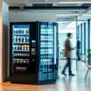 Commercial coffee vending machine Delhi installed in modern office entrance area with beverages inside