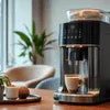 Black coffee machine rental Bulandshahr making fresh espresso in a modern kitchen setting