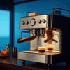 Coffee machine supplier Noida espresso machine brewing coffee with warm lighting