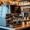 Atlantis Coffee Machine 2 Lane Noida PRICE displayed on professional espresso machine in cafe setting