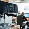 Nescafe coffee vending machine on rent Dwarka showing espresso dispensing in office setting