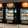 Coffee vending machine Delhi with multiple beverage options in a modern cafe setting