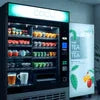 Tea premix dealer Ghaziabad display fridge with colorful tea premix packets and promotional banner