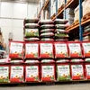 Bulk coffee premix supplier Ghaziabad warehouse with stacked coffee premix bags ready for distribution