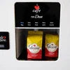 Coffee premix for hotels and cafes packaging with two jars in a black box display