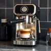 Espresso machine for cafe use brewing fresh coffee on kitchen counter