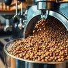 Close-up of coffee beans grinding in Atlantis coffee machine customer care