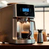 Modern coffee machine supplier Noida Sector 2 espresso model brewing fresh coffee on wooden counter