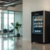 Coffee vending machines price displayed on modern snack and coffee vending machine in office lobby
