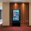 hotel vending machine Gurgaon with beverages and snacks displayed in a sleek black fridge in a hotel lobby