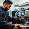 Barista using espresso coffee machine for cafe vending with coffee machine maintenance contract Noida