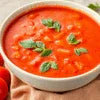 Tomato soup vending machine tomato soup premix bowl with basil leaves for office vending