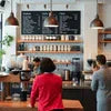 Modern instant coffee machine in a cafe setting for quick coffee vending