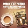 Amazon 3-in-1 coffee premix for vending machines with cup of coffee and coffee sachets