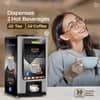 Modern coffee machine with smiling woman enjoying coffee from best office coffee machine supplier in Delhi NCR