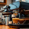 Espresso coffee machine brewing two shots for cafe vending near Delhi