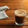 Amazon Strong Coffee Premix in glass cup with foam design for office and cafe vending